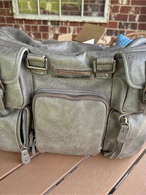 House of Flynn Leather-Style large Camera Bag - Gray